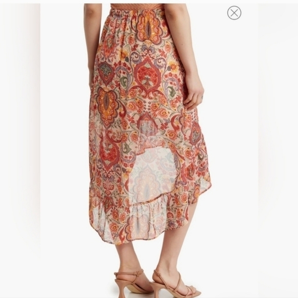 New Status By Chenault Boho Floral Chiffon Pull On Skirt Size Large - Picture 2 of 6